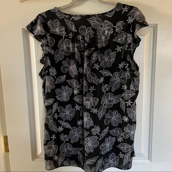 LOFT Outlet Floral Sleeveless Blouse with Ruffle Detail - Picture 3 of 3